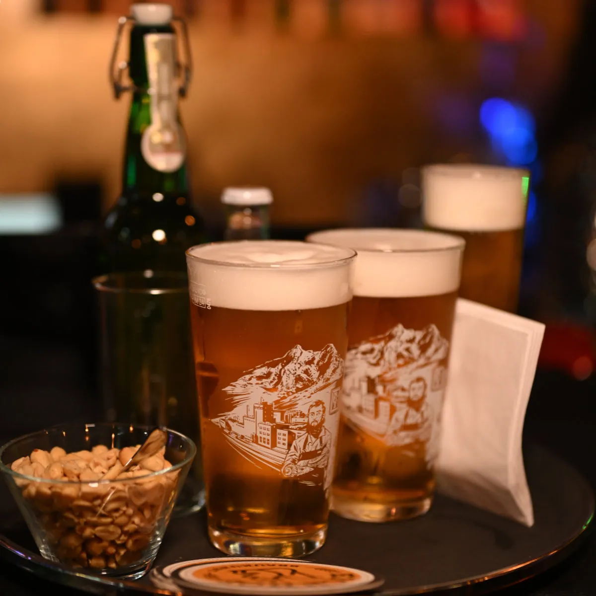 Beer tray at Eleven Bar