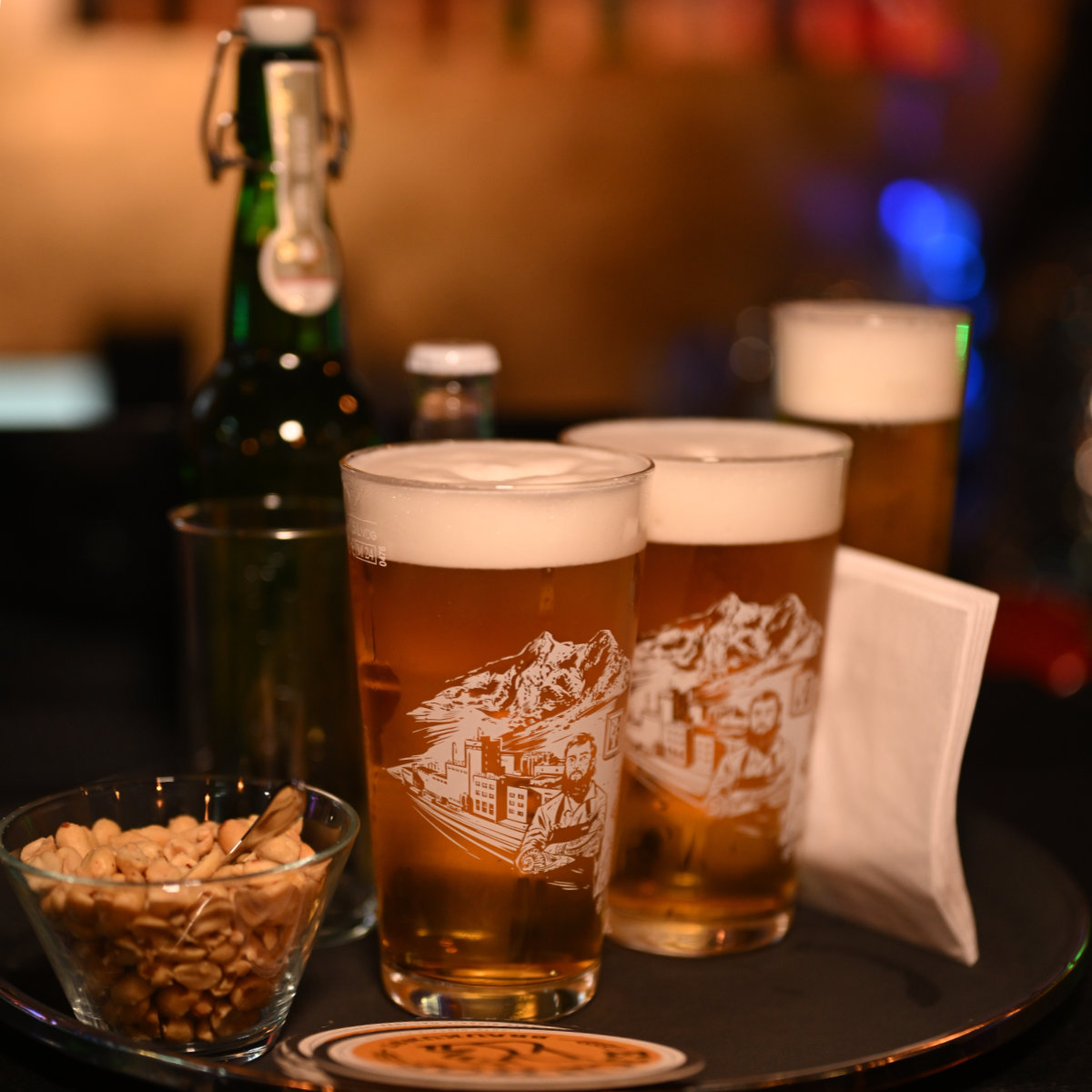 Beer tray at Eleven Bar